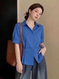 AIYITI | Slimming Quality Short Sleeve Shirt Blue