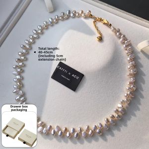 CAFFTI | Natural Irregular Freshwater Baroque Pearl Ladies Necklace Lockbone Chain