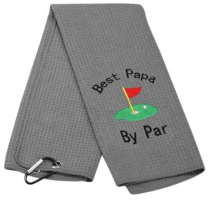 Best Dad Microfiber Premium Golf Towel Embroidered Golf Towels for Golf Bags，Golf Accessories for Men Golfers Dad Grandpa