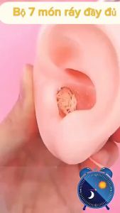 Bộ ráy tai du lịch 7 món có bao da và móc chìa  khóa -  -  Lấy ráy tai -  chăm sóc tai - dụng cụ vệ sinh tai - ráy tai trẻ em