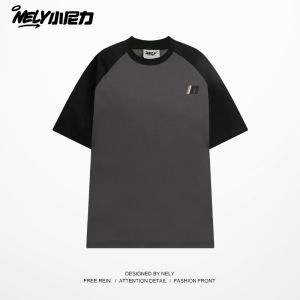 NELY American Style Short Sleeve T-Shirt Cool Sensation Shoulder Insertion Mens Summer Fashion Casual Print round Neck Top