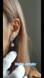 Neriza Jewelry/ ต่างหูเพชรสังเคราะห์เกรดพรีเมี่ยม ประกายไฟเทียบเท่าเพชรแท้  NE001