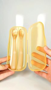 Baby silicone spoon with box Childrens silicone spoon Newborn spoon Food grade silicone baby feeding complementary spoon
