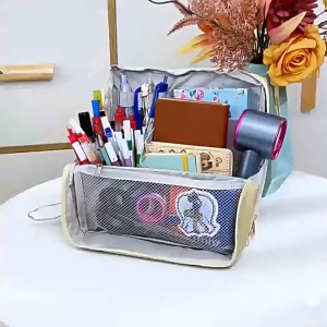 Make Up Pouch Standing Organizer Portable Multifunctional with Compartments Travel Storage Box LargeCapacity Pencil Case