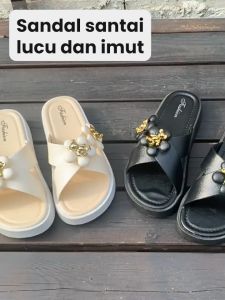 Mainland Sandal Slop Jelly Wanita Karet Elastis Sendal Kekinian Viral Sendal Jelly Karet Empuk Wedges Cewel HSN183