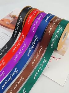 1cm (45 Yard/Roll) Satin Ribbon Letter Ribbon Gift Packing Ribbon Flower Making DIY Decoration Gift Ribbon