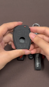 For Mercedes Benz W205 W210 W211 W124 CLA GLA GLK AMG GLC Keyless Key Case Cover Leather Keychain Accessories