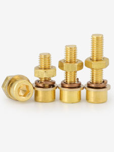 ชุดทองแดง Hex Socket Screws สลักเกลียวอุปกรณ์เสริมทองเหลืองสกรูสีเหลืองพร้อม Nut ยืดได้ เครื่องมือฮาร์ดแวร์แบบแบน