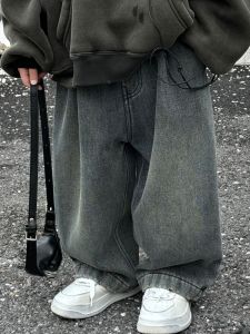 Thickened Fleece Lined Vintage Style Boys Jeans Winter New Fashion Straight Leg Warm All-Match Childrens Pants Kids Clothing