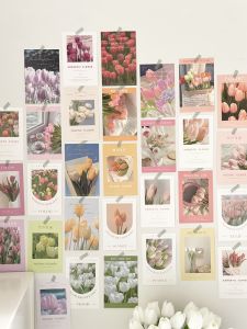 Korean Style Ins Decorative Tulip Floral Baking Bread Poster Wall Sticker Small Fresh Artistic Card Decoration Sticker