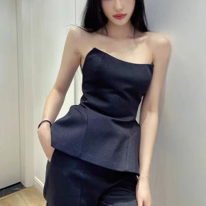 Casual Short Vest Slim Fit Structure Line Design Sensation Leisure Style Small Audience Design Sense Slimming Top Shirt