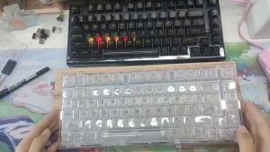 Bàn phím máy tính FL-Esports Q75 SAM (Transparent White Light Ice Keycap/Transparent Black Dark Ice Keycap) 3 Mode-Gasket Mount_Mới hàng chính hãng