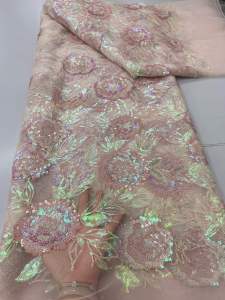 Nigerian Sequins Embroidery Lace 2026 High Quality French Net Sequins Tulle African Lace Fabric for Luxury Wedding Party Women