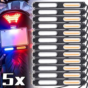 5x Motorcycle LED COB Strobe Warning Light 12/24V IP65 Waterproof Running Brake Turn Signal Flash Indicator Safety Lamp Universal