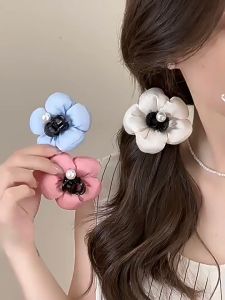 AHOURR กิ๊บติดผมรูปดอกไม้ทรงพัฟ กิ๊บติดผมทรงเล็บไฮเอนด์ กิ๊บติดผมขนาดเล็กสำหรับผู้หญิง