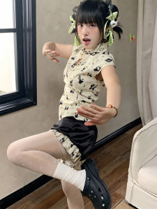 Cute Puffy Pumpkin New Chinese Style Set Pants 100% Cotton Comfortable Trousers Matching with Adorable Small Panda Design