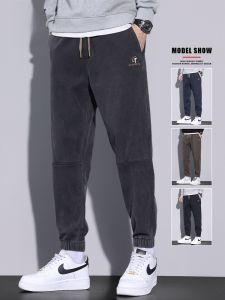 ROMON | Romon Mens Workwear Pants Thickened Autumn Winter Loose Cuffed Elastic Casual Long Trousers Youthful Style Harlan Trendy Brand