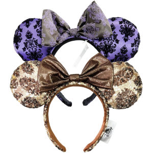 Mickey Mouse  Headbands Leopard Ear purple Bow Hairbands Halloween Christmas Birthday Party Princess Cosplay Costume for Women