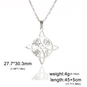 Skyrim Witchcraft Witch Knot Necklace Women Stainless Steel Neck Chains Valknut Triskelion Ankh Cross Pentacle Amulet Jewelry