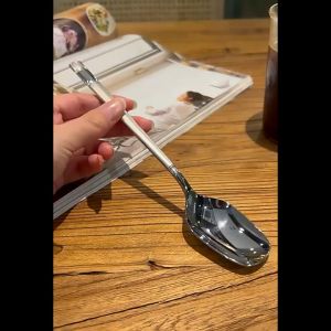 Long Handle Spoon 长柄勺子 Sudu Pemegang Panjang Pencuci Mulut Stainless Steel Watermelon Dessert Fruits Soup Spoon Cutlery