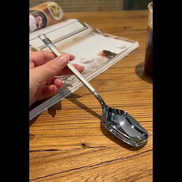 Long Handle Spoon 长柄勺子 Sudu Pemegang Panjang Pencuci Mulut Stainless Steel Watermelon Dessert Fruits Soup Spoon Cutlery