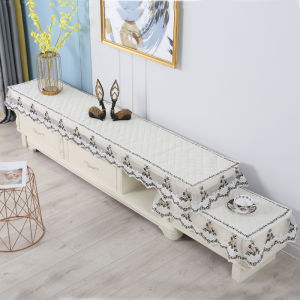 ผ้าคลุมโต๊ะตกแต่งบ้านแบบผ้าลูกไม้สไตล์เรียบง่ายและโมเดิร์นสำหรับฤดูใบไม้ผลิ ฤดูร้อน ฤดูใบไม้ร่วงและฤดูหนาว ผ้าคลุมชั้นวางรองเท้าแบบสี่เหลี่ยมยาวสำหรับชั้นวางรองเท้าแบบครึ่งหน้าสำหรับตู้เสื้อผ้า