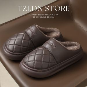 MONLEYTA | Dép nam cotton cao cấp da chống thấm nước đế dày chống trượt ấm áp trong nhà MONLEYTA EVA đế ngoài mùa thu 2024