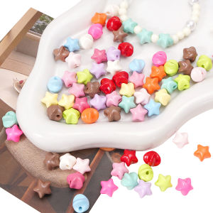 5PCS/Bag Acrylic Five-Pointed Star Beads Candy Color Space Beads with 2mm Hole  for DIY Bracelet Necklace Jewelry Making