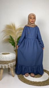 Gamis Anak Polo Linen Gamis Anak Tanggung Baju Muslim Anak Usia 3-12 Tahun