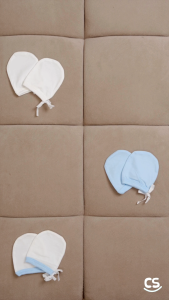 Cotton Stuff - 3-pair Mittens with String (0-3 Months)