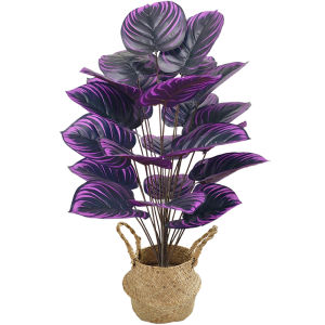 Home Party Decoration Purple Leaf Decor Artificial Plant Simulation Pot Bonsai Flower Ornament Hotel Room Desk Decorate