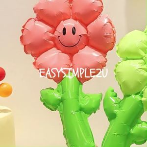 (1Piece) Mini Bouquet Rainbow Pink Red Rose Smile Face Daisy Tulip Carnation Sunflower Bellis Flower Mother Gift Balloon