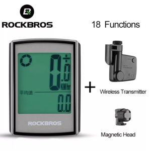 【Giao hàng địa phương】ROCKBROS Đồng Hồ Bấm Giờ Đèn Nền LCD Máy Tính Chống Nước Cho Xe Đạp Đồng Hồ Đo Tốc Độ Máy Tính Xe Đạp Không Dây Đồng Hồ Đo Đường Phụ Kiện MTB-Quốc Tế