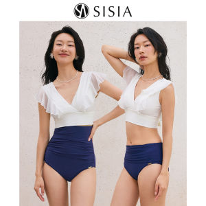 Sisia | Elegant High Waist Slimming V-Neck Two-Piece Swimsuit