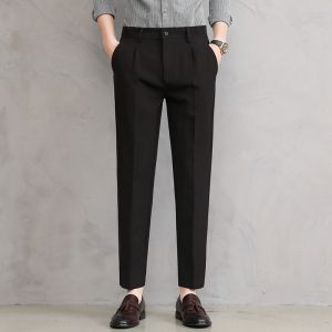 ROMON | Quần tây nam Romon mùa xuân thu mới quần dài ống đứng rộng rãi co giãn màu trắng quần tây công sở thời trang thường ngày