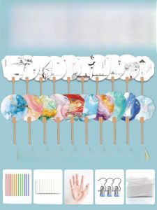Heritage Painting Fan Making Material Kit Full Set Childrens Handmade DIY Lacquer Color Set Ancient Style Fan Paper Surface