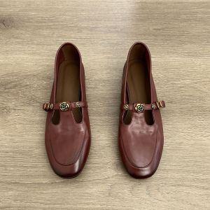 Dannyfrey Korean Style Mary Jane Womens Shoes Spring 2025 New Leather T-Strap Thick Heel Commute round Toe Single Shoes