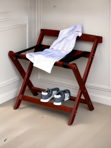 Home Use Wooden Standing Storage Rack Hotel Luggage Holder Bedroom Foldable Organizer No Drilling Required Multi-Functional