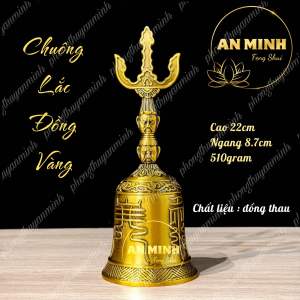 Chuông Lắc Mật Tông - Chuông Lắc Đồng Vàng - Vật Phẩm Mật Tông Kim Cang Thừa