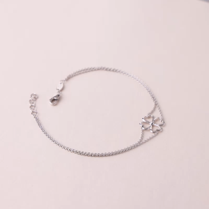 Chow Sang Sang 周生生 950 Platinum Love Décodé Four-leaf Clover Bracelet for Women & Men 19cm 89582B