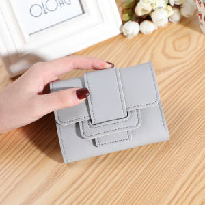 New Korean version of solid color belt ladies purse female coin purse clutch bag student short wallet wallet
