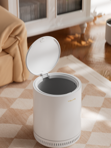 Family Bathroom Trash Can Automatic Absorption Cover Household Cleaning Tools Bedroom Living Room round Shape Plastic Body