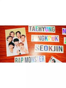 BTS ARMY sticker cutting hologram logo bts army dan nama member bts