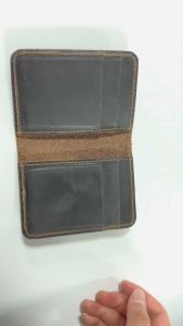 Dompet Tempat Kartu Kredit Kulit Asli 100% Dompet Ramping Pria Tempat Kartu ID Kecil Kulit Aslii Crazy Horse