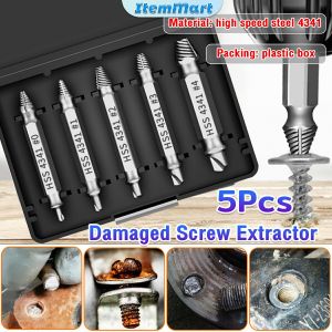 ItemMart 5Pcs/set Damaged Screw Extractor Remover for Stripped Head Screws Nuts & Bolts Drill Bit Tools