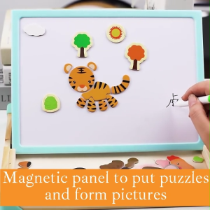 BBTAM DOUBLE SIDED MAGNETIC DRAWING BOARD Chalk White Board Tangram Puzzle Wooden Montessori Toys