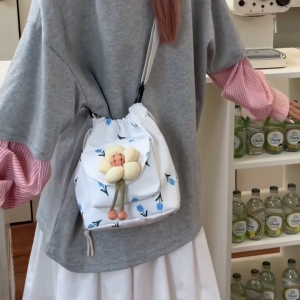 Mismi Ilma Bag Tas Selempang Wanita Stylish Tali Serut Flower Korea Sling Bag Perempuan Trendy - 49I