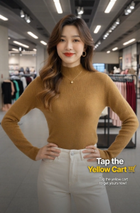 Stella Fashion Knitwear Womens Half-Turtleneck Bottoming Shirt versatile Long Sleeve Slim Fit Sweater