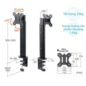 Sanwa Supply | Đỡ Màn Hình Điều Chỉnh Chiều Cao cho Bàn 14-32 inch