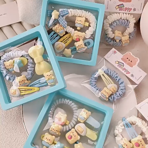 Cartoon Girls Hair Accessories Set Cute Hair Clips & Hair Ties Kids Birthday Party Favor & Class Reward Gift